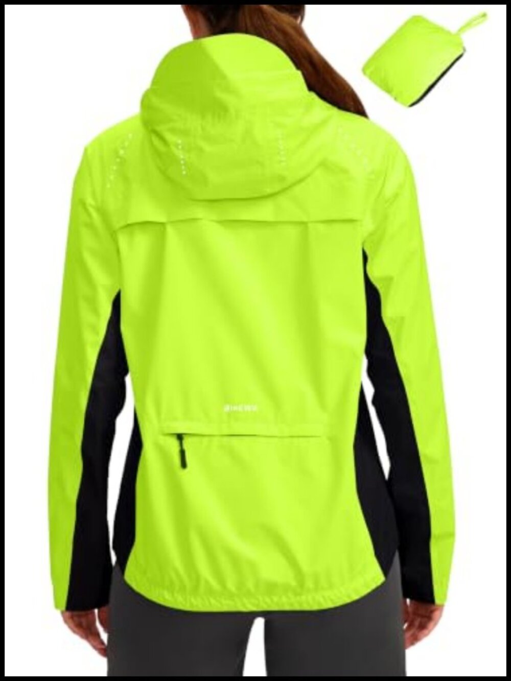 Waterproof Cycling Rain Jacket Windbreaker Reflective Packable Hooded